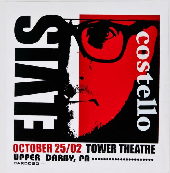 Elvis Costello at Tower Original Poster Signed and Numbered (26/80) by Artist